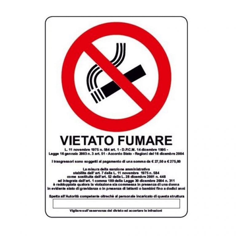 Cartello Vietato Fumare Forniture Aziendali Uni Servizi